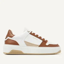 DAMES Nubikk Basket Court Wit Bruine Sneakers Voor Dames