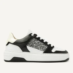 DAMES Nubikk Basket Court Zwarte Glitter Sneakers Voor Dames