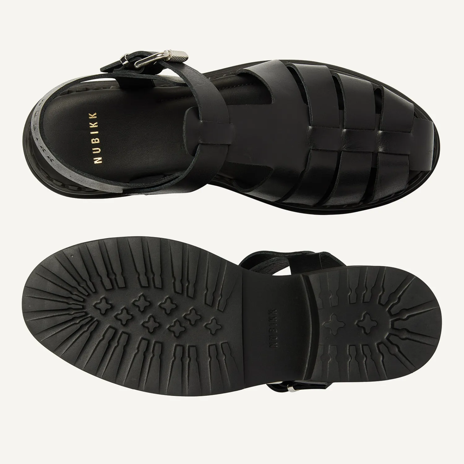 DAMES Nubikk Finn Roma Zwarte Sandalen Voor Dames