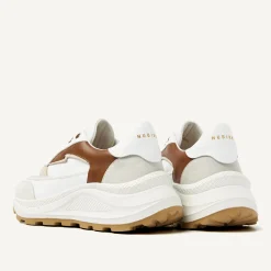 DAMES Nubikk Oberon Nora Wit Bruine Sneakers Voor Dames