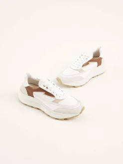 DAMES Nubikk Oberon Nora Wit Bruine Sneakers Voor Dames