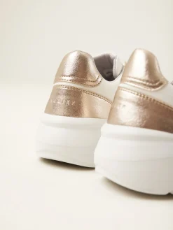 DAMES Nubikk Roque Road Wave Wit Gouden Sneakers Voor Dames