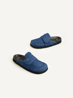 DAMES Nubikk Teddy Montana Denim Slippers Voor Dames