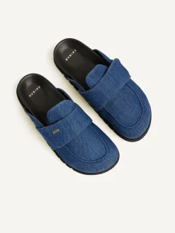 DAMES Nubikk Teddy Montana Denim Slippers Voor Dames